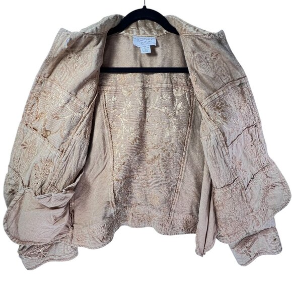 FlashBack Couture Gold Embroidered Embellished Jacket Beaded Button Down Pockets - Picture 9 of 16